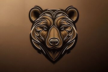 Luxury Elegance art of bear head for logo design, AI generated