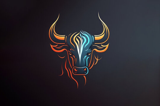 Luxury Elegance art of bull head for logo design, AI generated