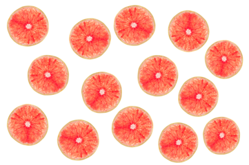 Grapefruit slices isolated on transparent background, fresh fuit, png file