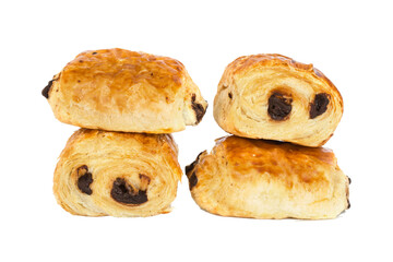 French chocolate croissant (or chocolate bread or chocolatine), isolated on transparent background