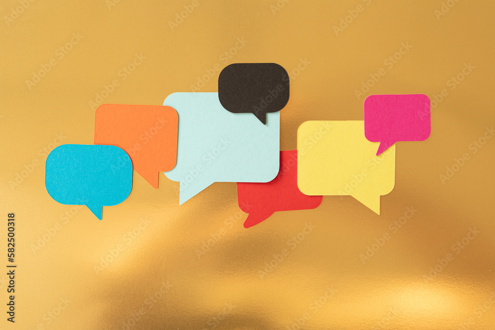 Poster touching messaging and chatting icon. chat concept papercut