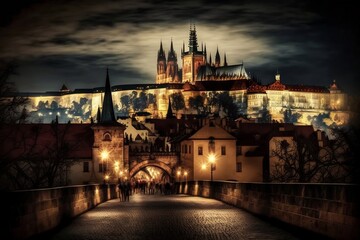 Fototapeta na wymiar Old Town Prague with Charles Bridge, Czech Republic Generative AI
