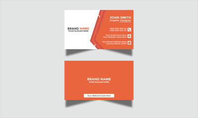 Modern Corporate and Creative Business Card Design Template Double-Sided Horizontal Name Card Simple and Clean Orange and White Visiting Card Vector Illustration Colorful Gradient Business Card