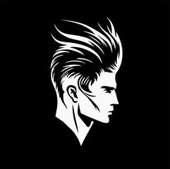 illustration of male hairstyle icon, male face logo for male hair salon business design