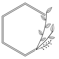 Fototapeta premium floral art hexagon frame