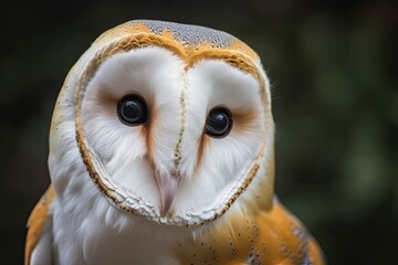 A close up of a common barn owl (Tyto albahead). Generative AI