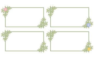 A set of frames with leaves and flowers for decorating business cards, photos, etc.