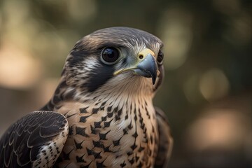 Fototapeta premium Young falcon bird portrait. Generative AI