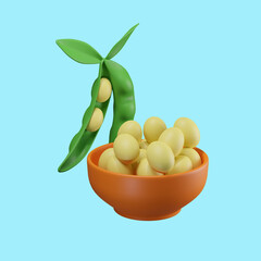 Soy vegetable protein food. 3d illustration