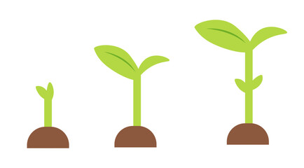 Obraz na płótnie Canvas Growing sprout vector icons set