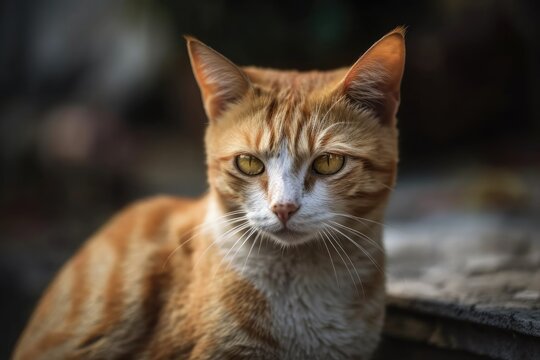 young domestic cat photo on a blurred background. Generative AI