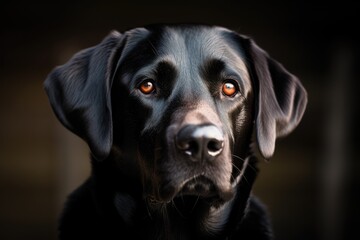 Fototapeta premium A adorable black Labrador's headshot. Generative AI