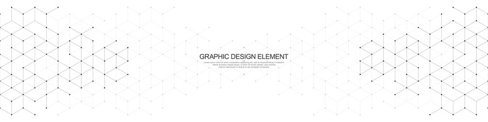 Panoramic view of abstract geometric background with hexagons shape pattern for banner or website header template