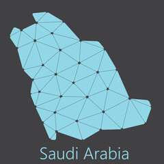 Vector low polygonal Saudi Arabia map.