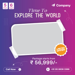 trendy color Travel holiday vacation social media post web banner template