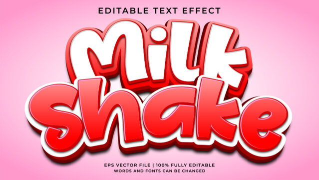 Milk shake 3d editable text effect