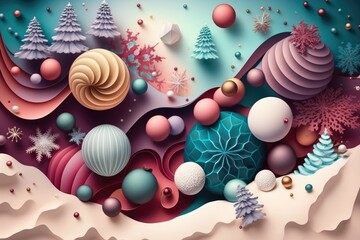 Fototapeta na wymiar Christmas balls and other themed decorations