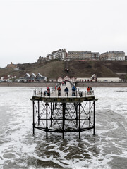 Aerial view from the sea of Saltburn Pier - obrazy, fototapety, plakaty