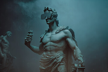 Fototapeta premium Statue in VR glasses