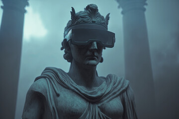 Statue in VR glasses