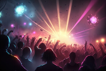 Crowd of people at a concert. generate by ai