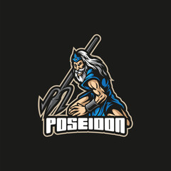 Fototapeta na wymiar Poseidon mascot logo design vector with modern illustration concept style for badge, emblem and t shirt printing. Poseidon illustration for sport and esport team.
