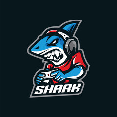 Shark pirates mascot logo design vector with modern illustration concept style for badge, emblem and t shirt printing. Angry shark illustration for sport and esport team.