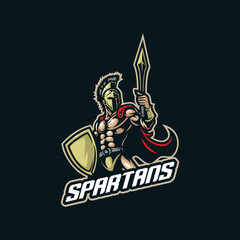 Spartan mascot logo design vector with modern illustration concept style for badge, emblem and tshirt printing. Angry spartan illustration for sport team.