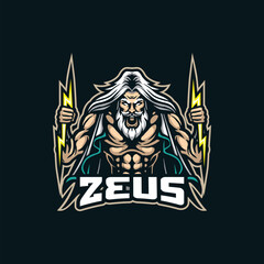 Zeus mascot logo design vector with modern illustration concept style for badge, emblem and t shirt printing. Angry zeus illustration for sport and esport team.