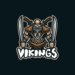 Viking mascot logo design vector with modern illustration concept style for badge; emblem and t shirt printing. Viking illustration for sport team.