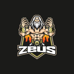 Zeus mascot logo design vector with modern illustration concept style for badge, emblem and t shirt printing. zeus illustration for sport and esport team. - obrazy, fototapety, plakaty