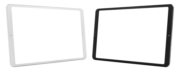 Two tablet computers cut out
