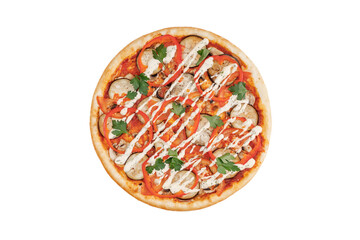 vegetarian pizza on white background for online restaurant menu