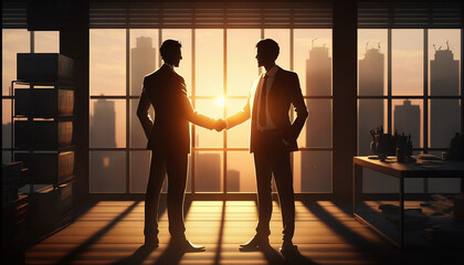 Fototapeta na wymiar Illustration of businessmen shaking hands. 