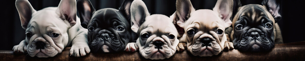 5 French bulldog puppies, Created with generative AI