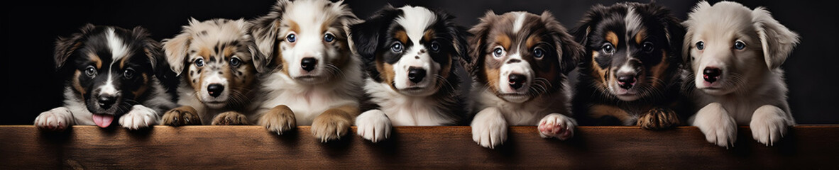 7 Australian Shepherd Puppies, Created with generative AI