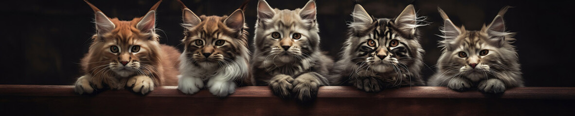 5 Maine Coon kittens, Created with generative AI