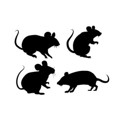 Set of silhouette of a mouse - vector illustration