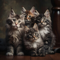 4 Maine Coon Kittens, Created with generative AI