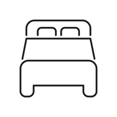 Bed line icon on white background. Editable stroke
