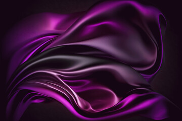 Purple Silk Satin background. Soft wavy folds. Shiny silky fabric. Dark teal color elegant background for designer. Curtain. Drapery. anniversary, celeb