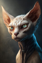 Portrait cute white kitty cat, generative AI