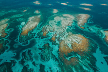 Fototapeta na wymiar Aerial photos of the Silk Cayes in the Gladden Spit and Silk Cayes Marine Reserve located in the southern waters of Belize.