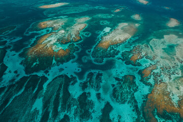 Aerial photos of the Silk Cayes in the Gladden Spit and Silk Cayes Marine Reserve located in the southern waters of Belize.