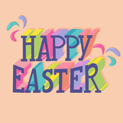 Happy Easter vector flat 3d minimalistic concept