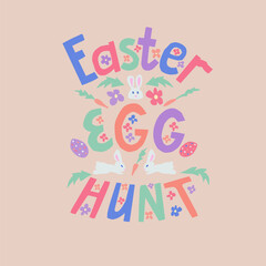 Cutout childish flat illustration Easter egg hunt
