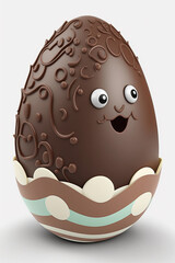 caracter chocolate easter egg happy, decorated, Generative Ai