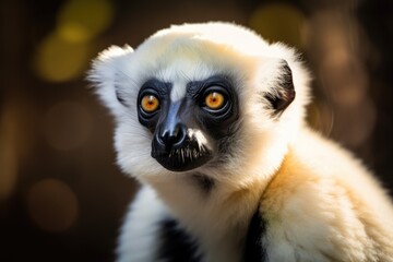 Fototapeta premium An elevated Sifaka (Propithecus crowned). Generative AI