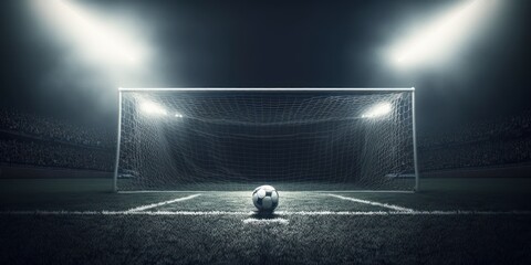 soccer goal and penalty spot, generative ai - obrazy, fototapety, plakaty