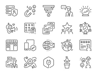 CRM icon set. It included icons such as customer data, contact management, sale pipeline, and more. - 582518321